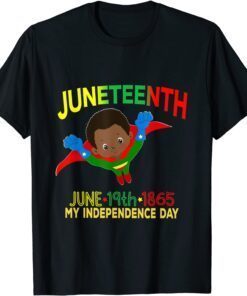 Happy Juneteenth Is My Independence Day Super Hero Black Boy Tee Shirt