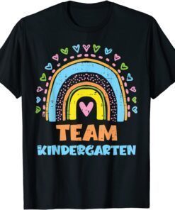 Hearts Rainbow Team Kindergarten Last Day Of School Teacher Tee Shirt