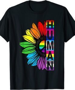 Human Sunflower Rainbow LGBT Flag Gay Pride Proud LGBTQ Tee Shirt