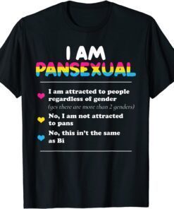 I Am Pansexual - LGBTQIA Pride Rainbow Hearts Tee Shirt