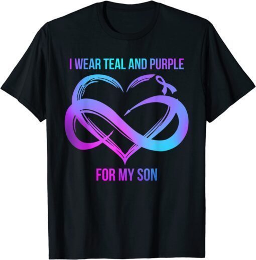 I Wear Teal And Purple For My Son Tee Shirt