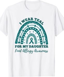 I Wear Teal For My Daughter Food Allergy Awareness Rainbow Classic T-Shirt