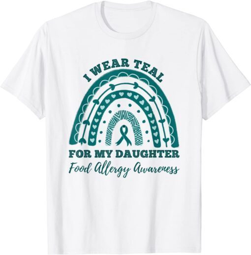 I Wear Teal For My Daughter Food Allergy Awareness Rainbow Classic T-Shirt