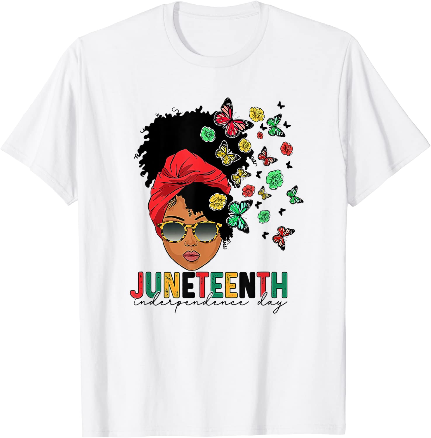 Juneteenth Is My Independence Day Black Queen and Butterfly Tee Shirt