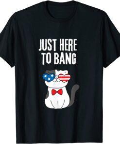 Just Here To Bang Cute patriotic Cat 4th Of July 2022 Tee Shirt