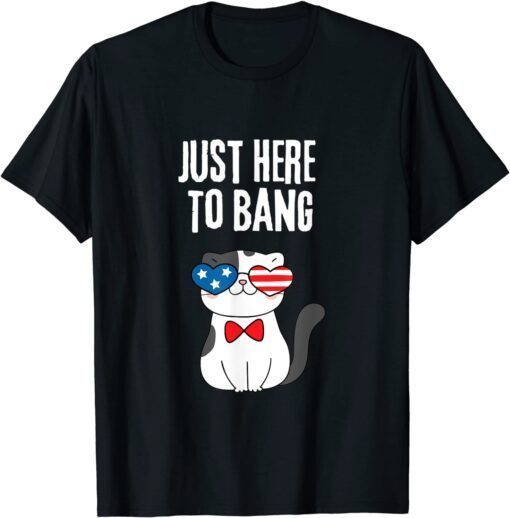 Just Here To Bang Cute patriotic Cat 4th Of July 2022 Tee Shirt