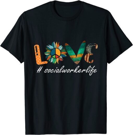 Love Social Worker Life Sunflower Vintage Tee Shirt