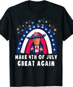 Make 4th Of July Great Again Trump Rainbow USA Flag Tee Shirt