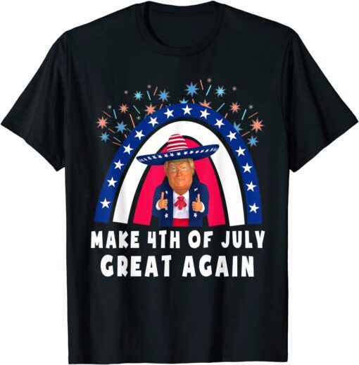 Make 4th Of July Great Again Trump Rainbow USA Flag Tee Shirt