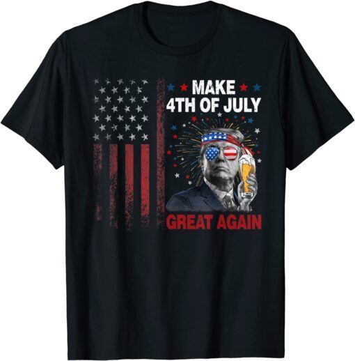 Make 4th of July Great Again Trump American Flag Tee Shirt