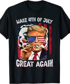 Make 4th of July Great Again USA Flag Trump Smoking Tee Shirt