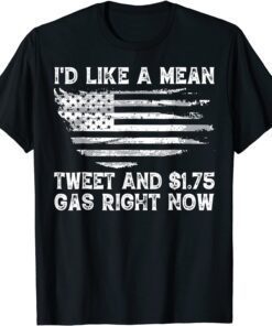 Mean Tweets And Cheap Gas 2024 Pro Trump American Flag Retro Tee Shirt