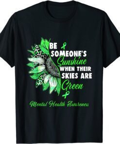 Mental Health Awareness Green Ribbon Sunflower Tee Shirt