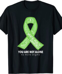 Mental Health Awareness Support Ribbon Word Cloud Graphic Tee Shirt