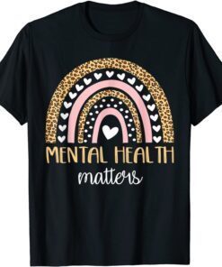 Mental Health Matters Boho Rainbow Awareness Tee Shirt