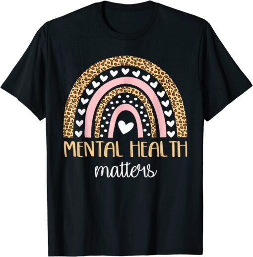 Mental Health Matters Boho Rainbow Awareness Tee Shirt