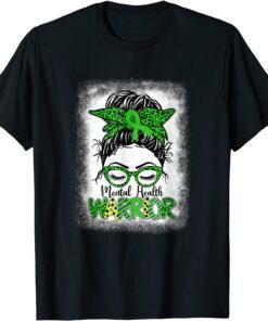 Mental Health Warrior Messy Bun Women Mental Health Matters Tee Shirt