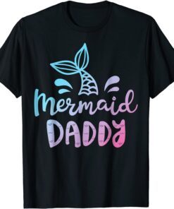 Mermaid Daddy Merman Dad Papa Family Matching Birthday Tee Shirt