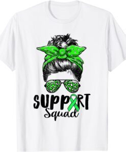 Messy Bun Support Squad Green Mental Health Awareness Month Tee Shirt