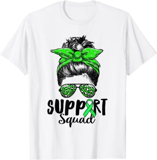 Messy Bun Support Squad Green Mental Health Awareness Month Tee Shirt