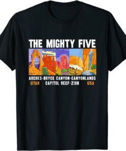 Mighty Five Utah National Parks Distressed Vintage Tee Shirt