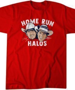Mike Trout & Shohei Ohtani: Home Run Halos Tee ShirtMike Trout & Shohei Ohtani: Home Run Halos Tee Shirt