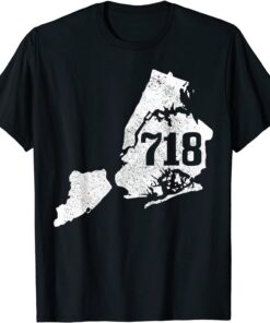 New York City 718 Area Code Queens NY NYC Map Pride Vintage Tee Shirt