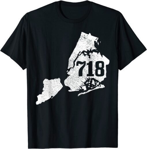 New York City 718 Area Code Queens NY NYC Map Pride Vintage Tee Shirt