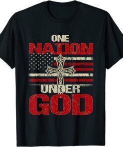 One Nation Under God Christian US Flag 4th Of July Faith T-Shirt