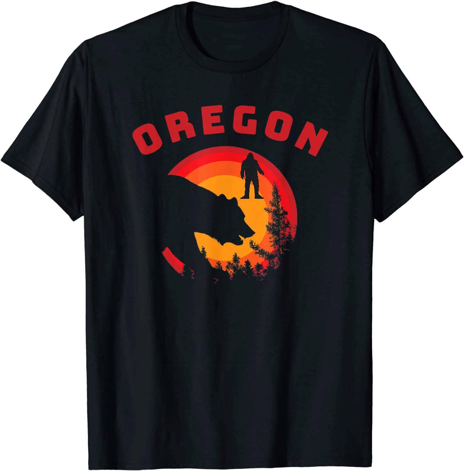 Oregon bear bigfoot sunset vacation Tee Shirt Oregon bear bigfoot sunset vacation Tee Shirt