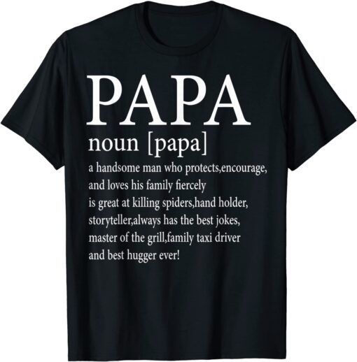 Papa Definition Grandpa Fathers Day Tee Shirt