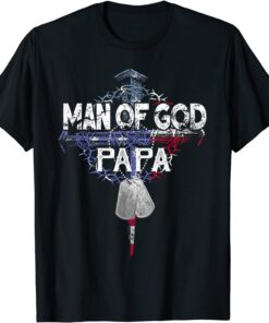 Papa Man Of God American Father's Day Tee Shirt