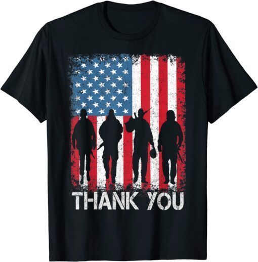 Patriotic American Flag Thank You T-Shirt