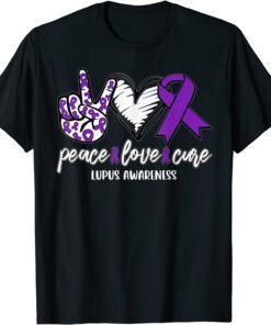 Peace Love Cure Lupus Awareness Support Ribbon Tee Shirt