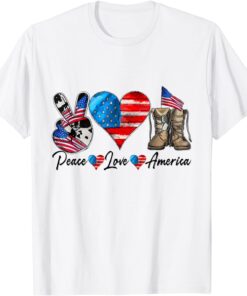 Peace love America Vintage 4th of July western America Flag Tee Shirt