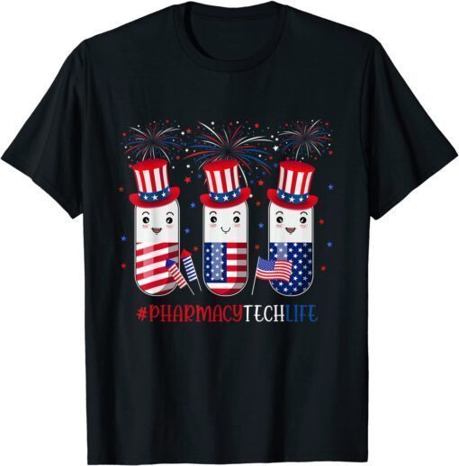 Pharmacy Tech Pills American Patriotic 4th Of July Tee Shirt