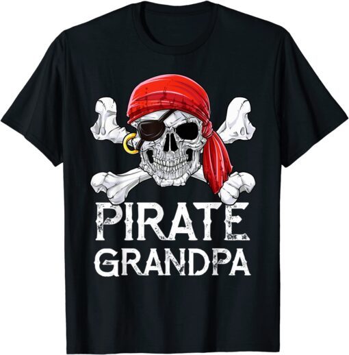 Pirate Grandpa Jolly Roger Fathers Day Family Matching Tee Shirt