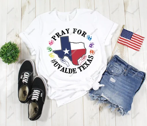 Pray for Uvalde Texas Flag, Texas School Shooting Tee Shirt