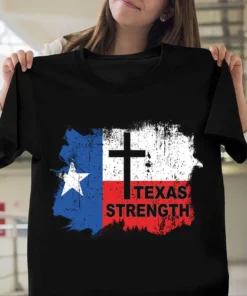 Pray for Uvalde Texas, Uvalde Texas Strong American Flag Cross Protest Tee Shirt