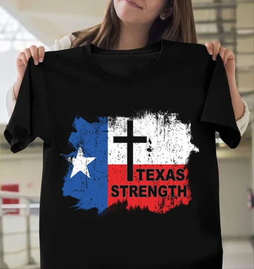 Pray for Uvalde Texas, Uvalde Texas Strong American Flag Cross Protest Tee Shirt