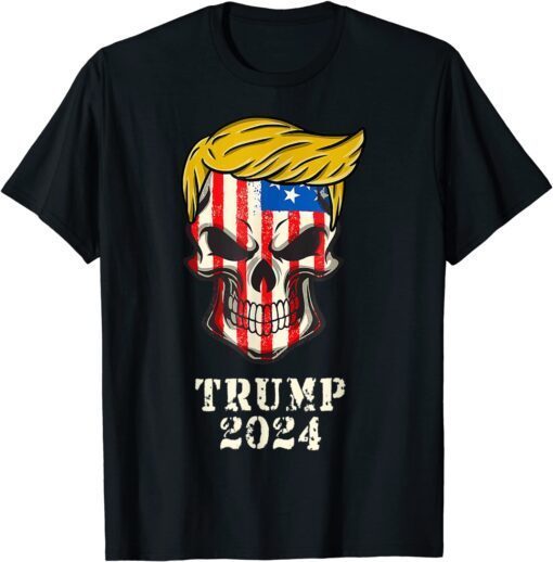 Presid Donald Trump 2024 Take America Back Skull Skeleton Tee Shirt