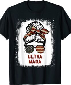 Pro Trump Ultra MAGA Messy Bun Distressed Tee Shirt