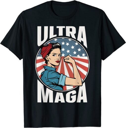 Pro Trump Ultra MAGA Republican USA American Flag Tee Shirt