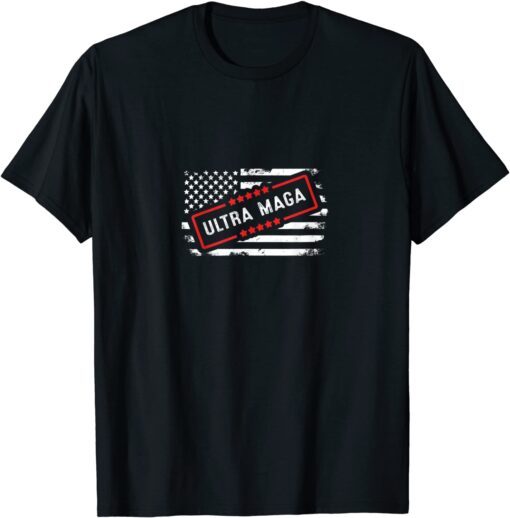 Pro Trump Ultra Maga USA Flag Vintage Tee Shirt