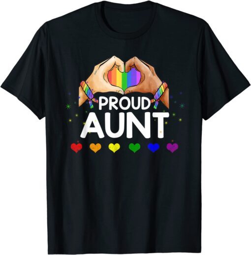 Proud Aunt LGBT Flag Gay Lesbian Pride Parades Rainbow Tee Shirt