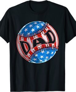 Proud Baseball Dad American Flag Baseball Softball Tee Shirt