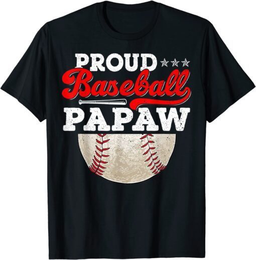 Proud Baseball Papaw Ball Vintage Father's Day Game Day Tee Shirt