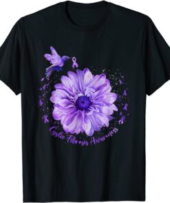 Purple Ribbon Hummingbird Cystic Fibrosis Awareness Tee Shirt