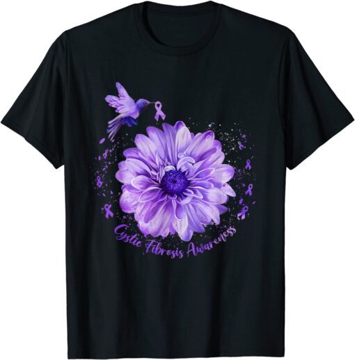 Purple Ribbon Hummingbird Cystic Fibrosis Awareness Tee Shirt