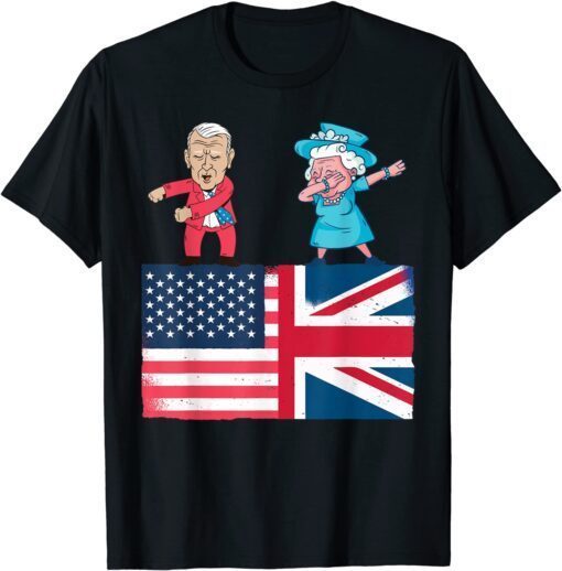 Queen II Dabbing Elizabeth British Flag & Joe Biden Flossing Tee Shirt